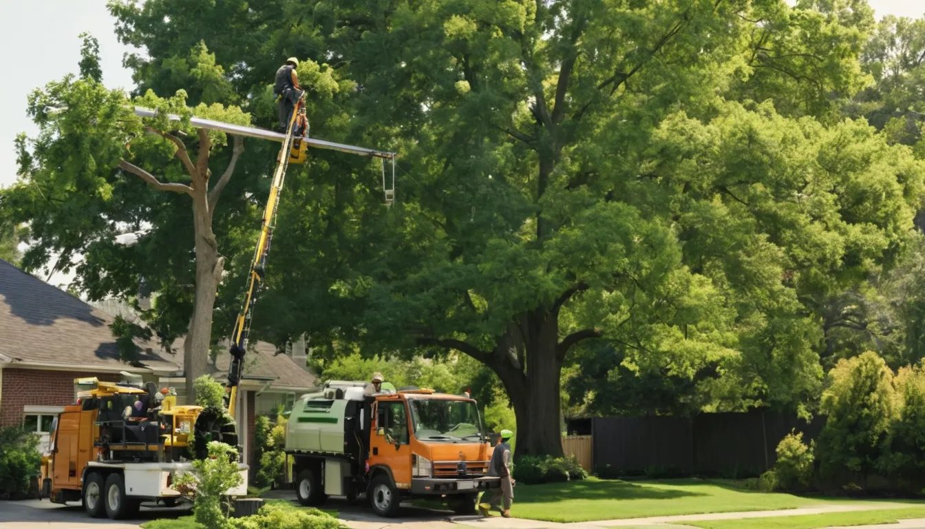 A local tree removal provider cutting a large oak in sections in a Spartanburg backyard